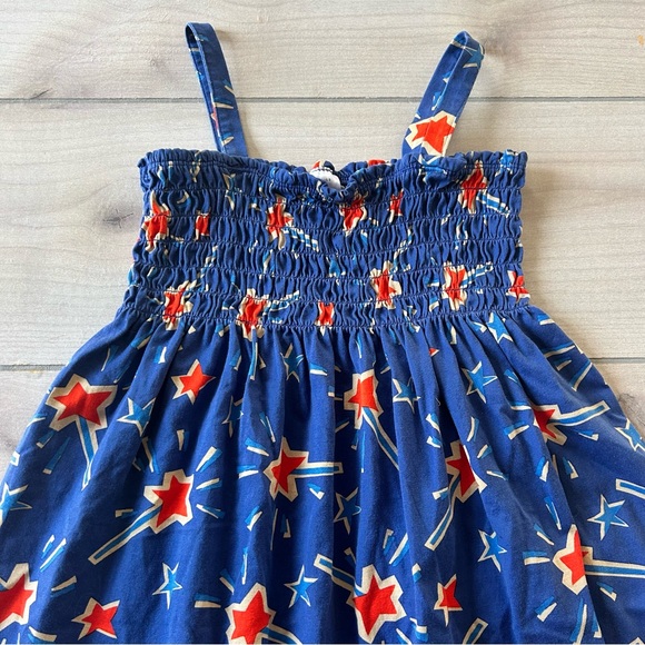 Hanna Andersson Blue Cinched Top Tank Dress with Red Star Pattern - Picture 2 of 2